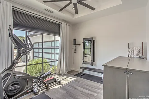 a view of a livingroom with furniture and front door