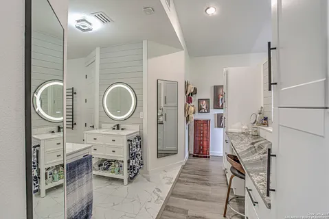 a living room with furniture