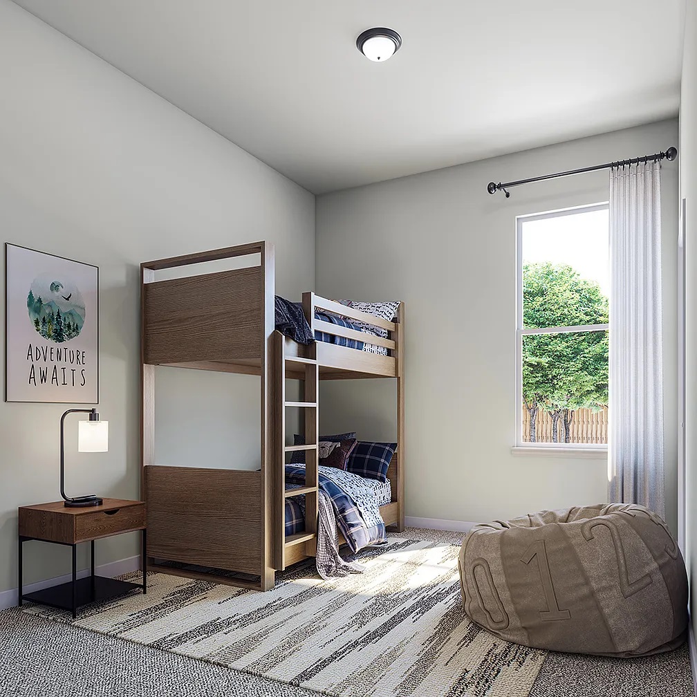 1141 Willie Rnch Way Leander, TX 78641 - Photo 5 of 21 A cozy bedroom with a bunk bed, a window providing natural light, and a stylish area rug.