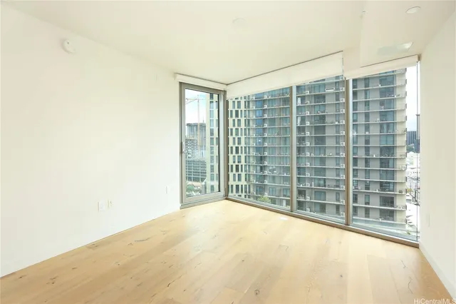 a view of empty room with windows