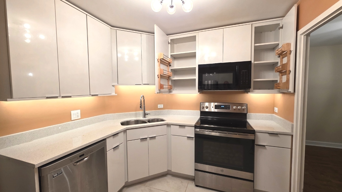 6033 North Sheridan Road, Unit 5G Chicago, IL 60660 - Photo 6 of 24 a kitchen with a sink stove top oven and refrigerator
