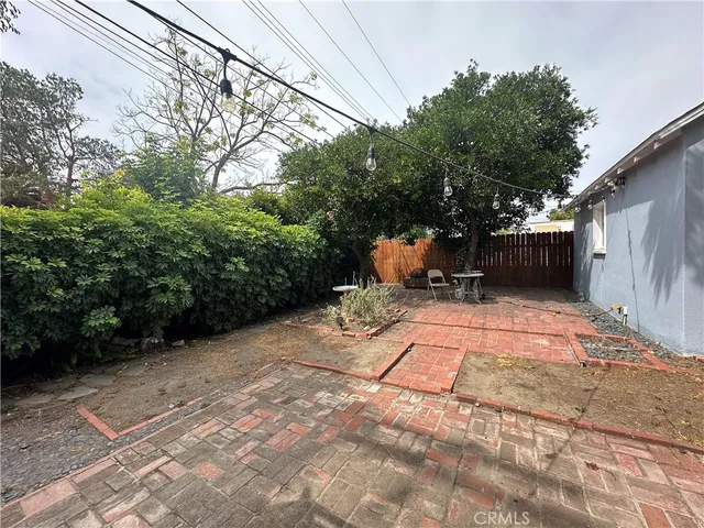 a view of backyard with plants and trees