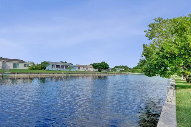 a view of a lake with a city