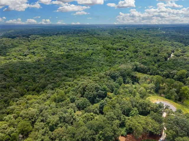 a view of a large yard with lots of green space
