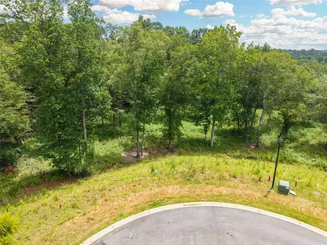 a view of a big yard with lots of green space