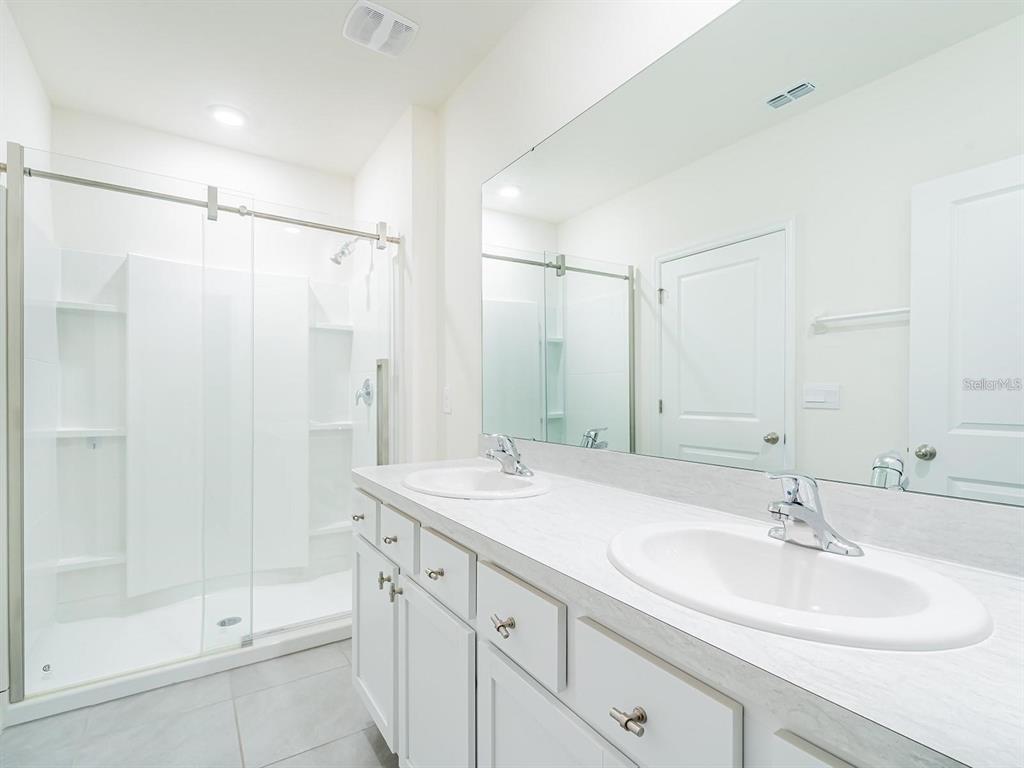 5510 Oxford Gray Road Wesley Chapel, FL 33545 - Photo 27 of 41 a bathroom with a shower sink vanity and mirror