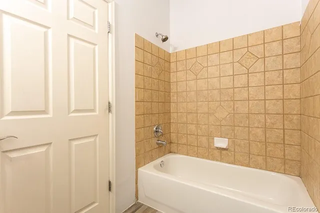 a bathroom with a bathtub