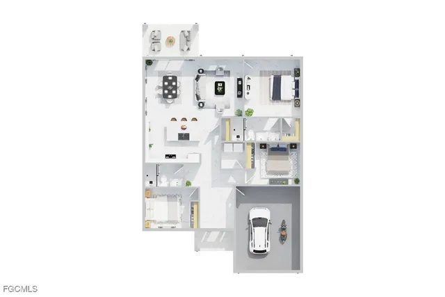 a picture of a room with a white wall and a dining table