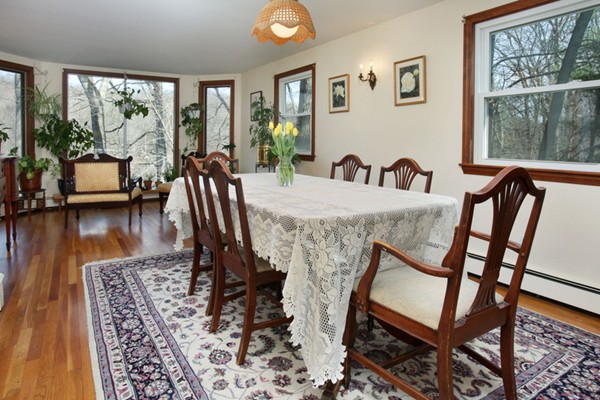59 North Branch Road Concord, MA 01742 - Photo 4 of 10 a view of a dining room with furniture wooden floor and a floor to ceiling window
