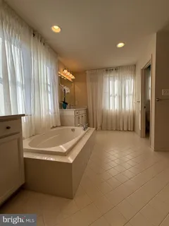 a bathroom with a bathtub