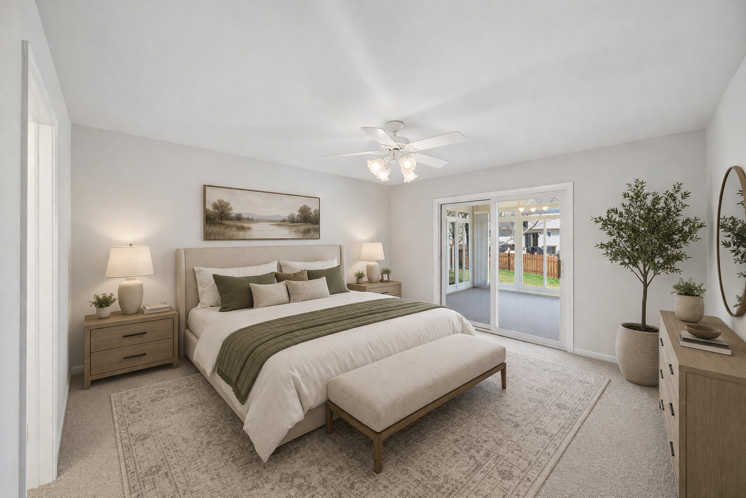 233 Spring Court North Aurora, IL 60542 - Photo 6 of 18 a bedroom with a large bed and a chandelier