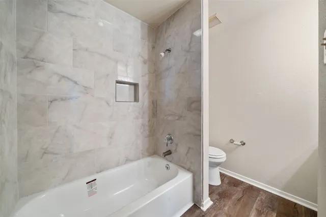 a bathroom with a bathtub