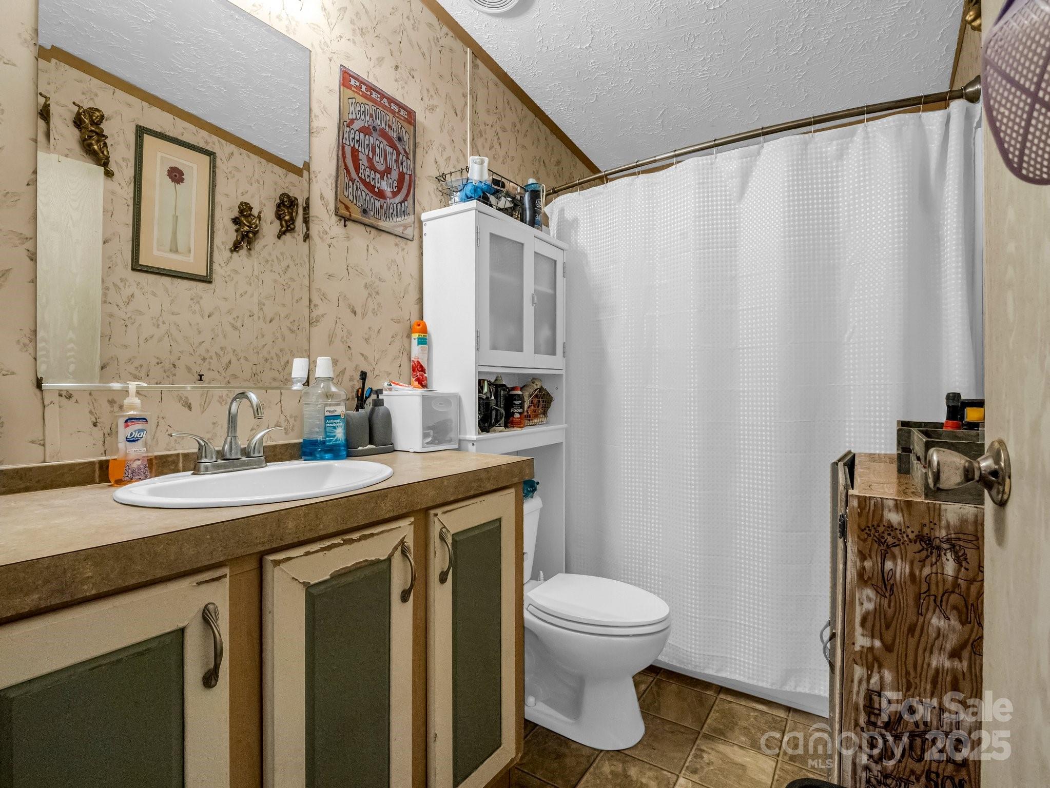 282 Reagan Lane Bostic, NC 28018 - Photo 19 of 34 a bathroom with a sink a toilet and shower curtain