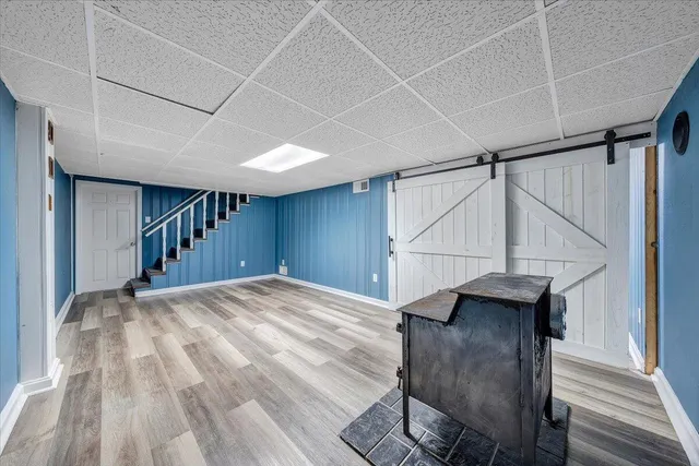 a view of a hallway with staircase