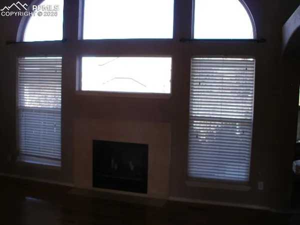 a view of a livingroom with a window
