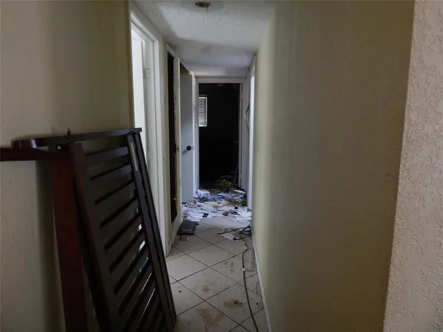 a view of a room with a window