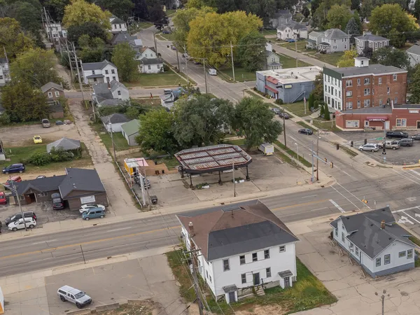 an aerial view of a houses with outdoor space