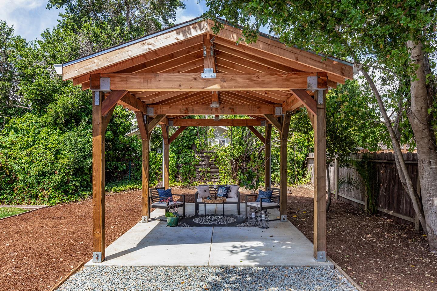 822 Springer Road Los Altos, CA 94024 - Photo 24 of 25 a view of patio with a table and chairs under an umbrella