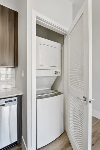 a utility room with a washer and dryer