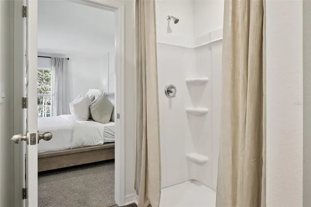 a bathroom with a tub