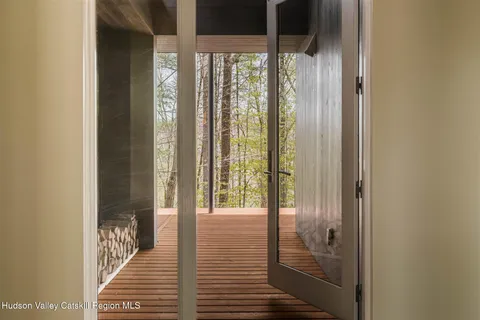 a view of a glass door with a glass door
