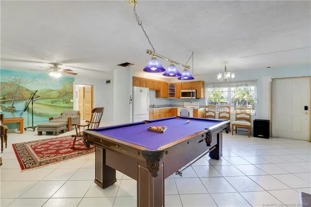 a kitchen with a counter space and a table