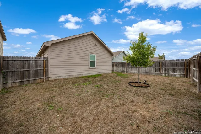 a view of backyard of house