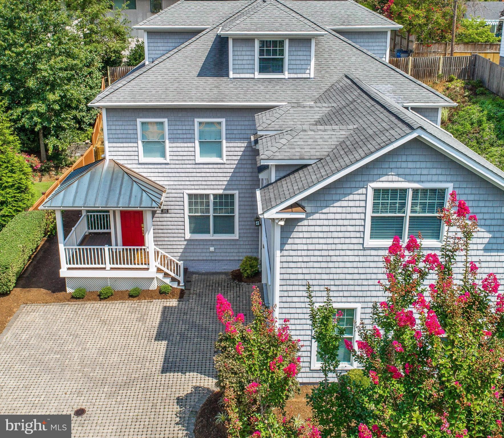 390 Ridgely Avenue Annapolis, MD 21401 - Photo 25 of 32 Aerial View of Home,Front Porch and Paver Driveway