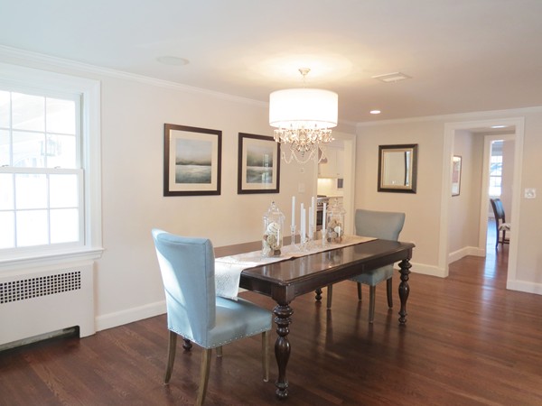 8 Windemere Road Wellesley, MA 02481 - Photo 6 of 20 a view of a dining room with furniture wooden floor and chandelier