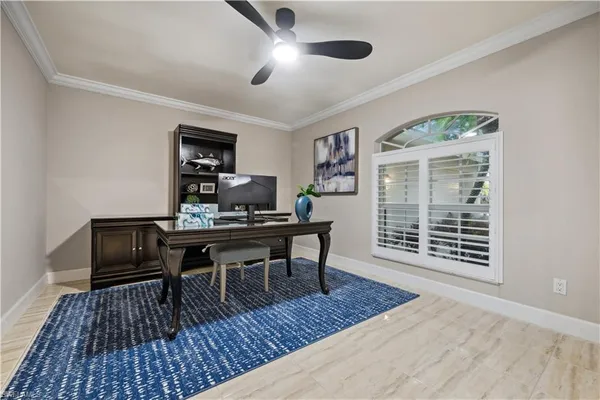 a workspace with wooden floor