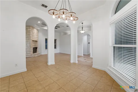 a view of a livingroom with a chandelier