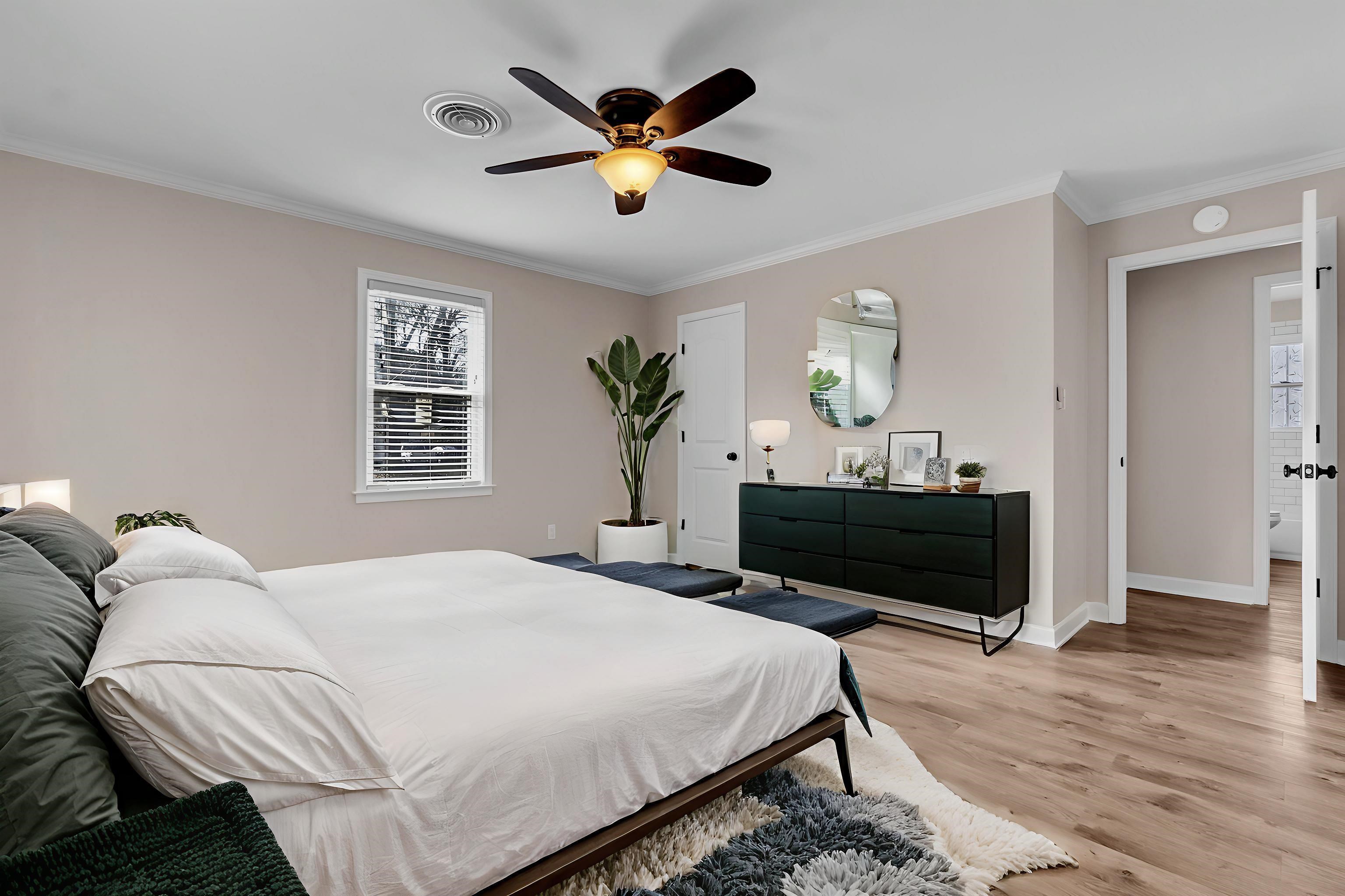 1371 Phillips Road Memphis, TN 38134 - Photo 11 of 35 Bedroom featuring crown molding, light wood-style flooring, and a ceiling fan