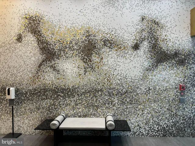 a garage with a couch and a stove top oven