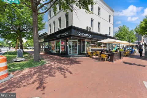 a view of a building and a street