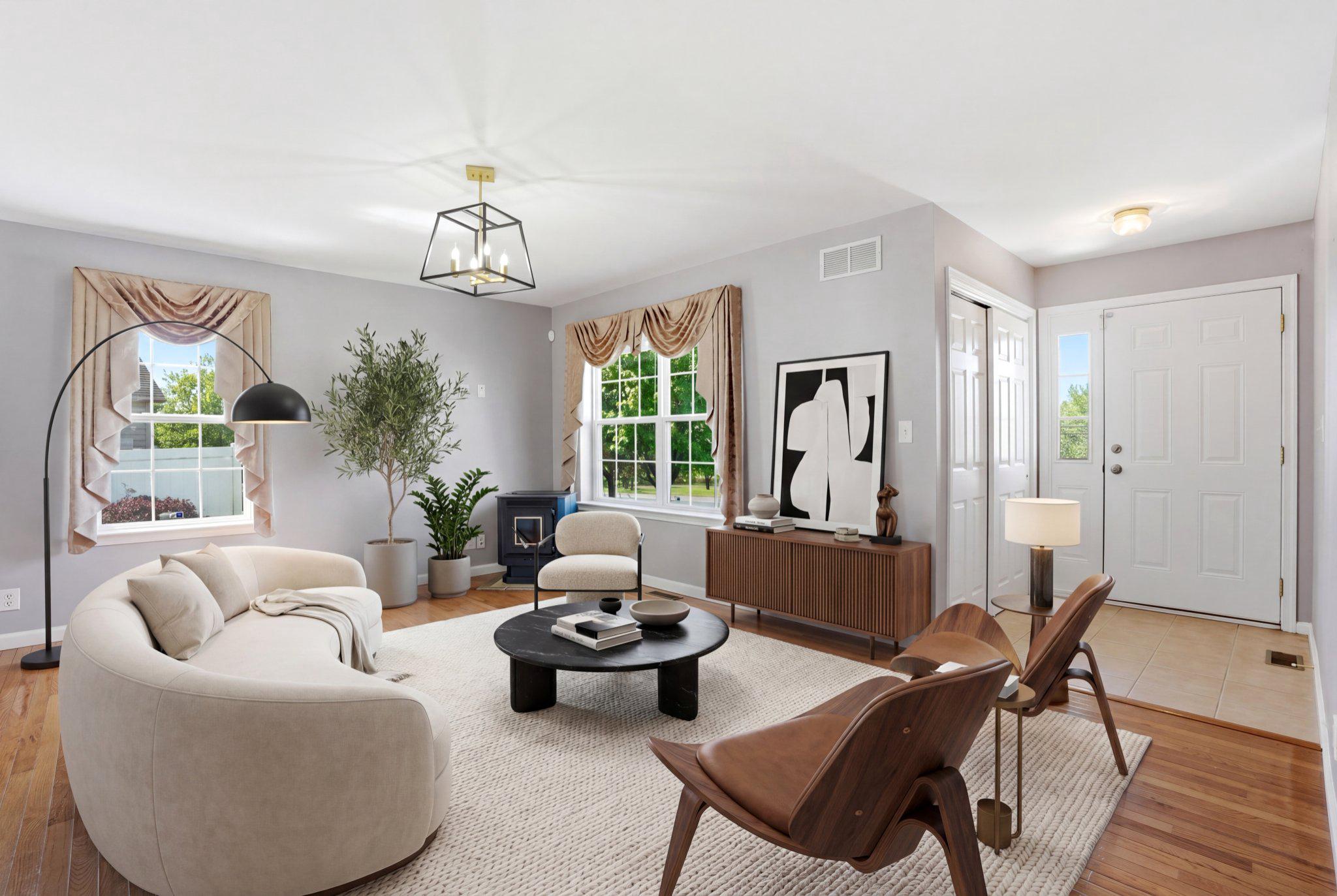 Virtually staged living room