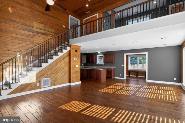 a view of kitchen with seating space