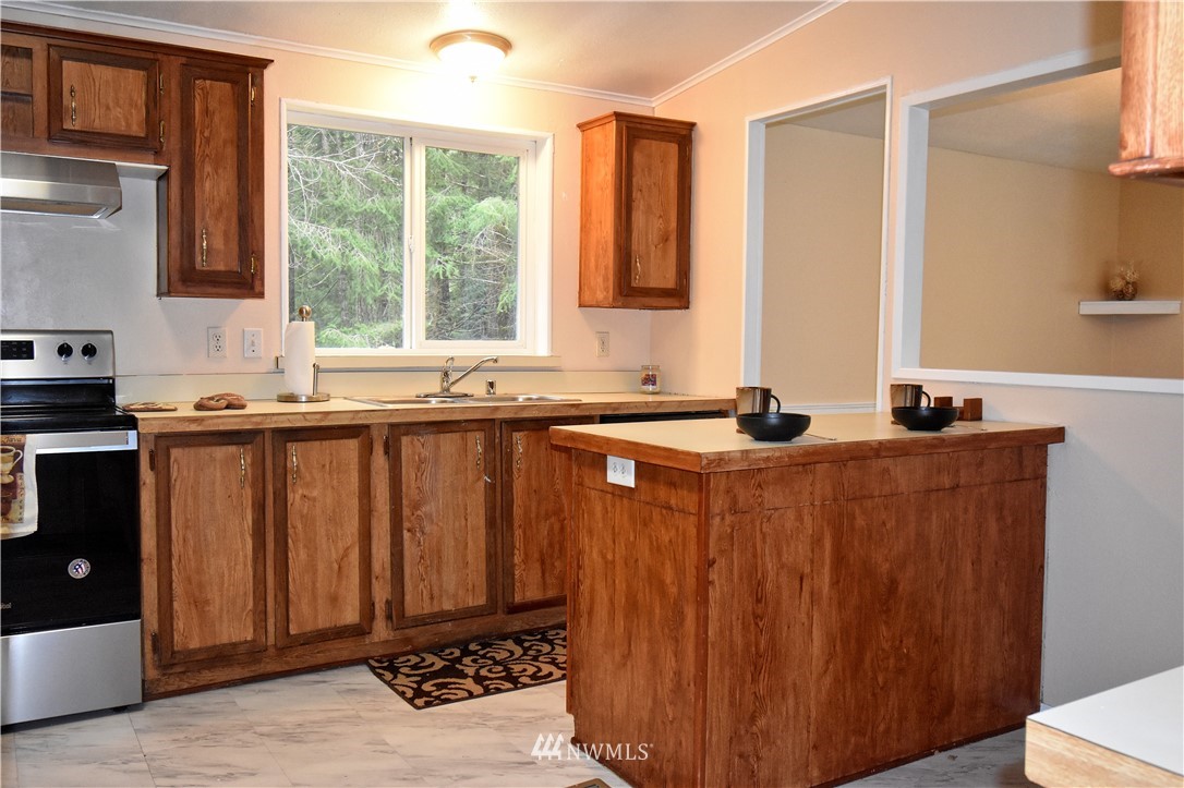 111 East Sleaford Road Shelton, WA 98584 - Photo 6 of 32 a kitchen with stainless steel appliances a sink and a refrigerator