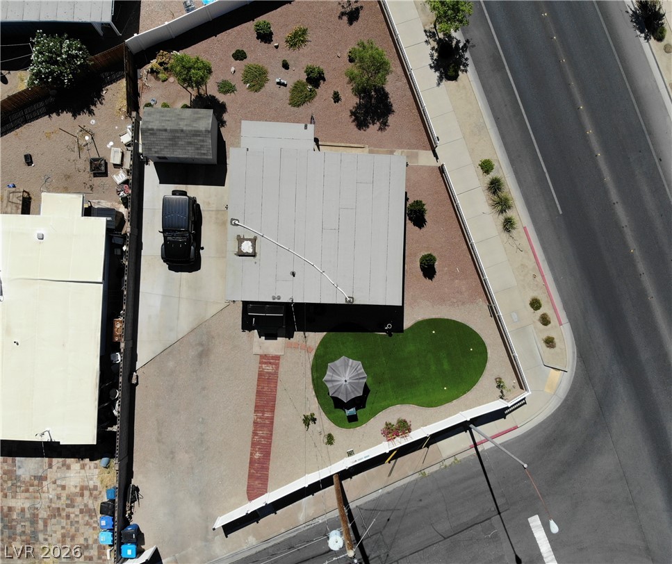 116 West Basic Road Henderson, NV 89015 - Photo 33 of 39 An aerial perspective reveals a private putting green and well-maintained grounds.