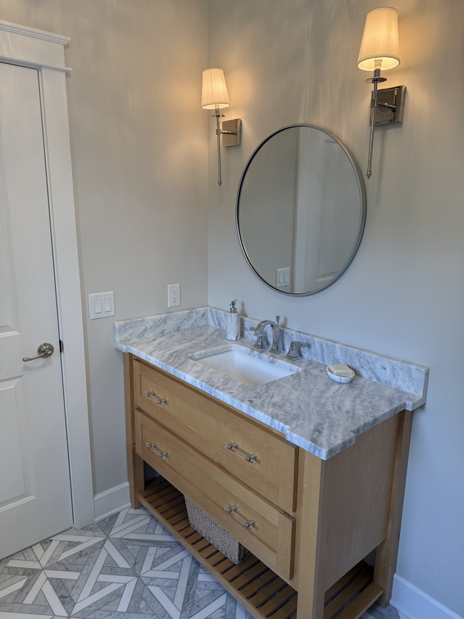 2145 Honey Prong Road Hartsville, TN 37074 - Photo 47 of 99 a bathroom with a granite countertop sink and a mirror
