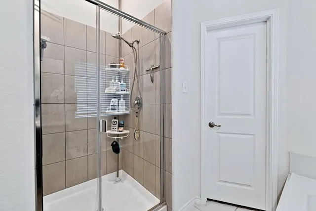a bathroom with a shower