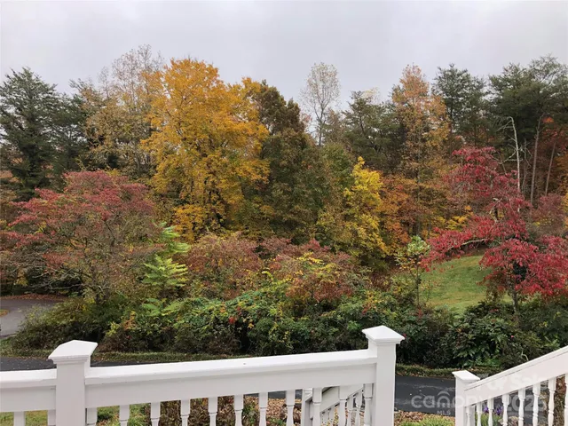 a view of a yard from balcony