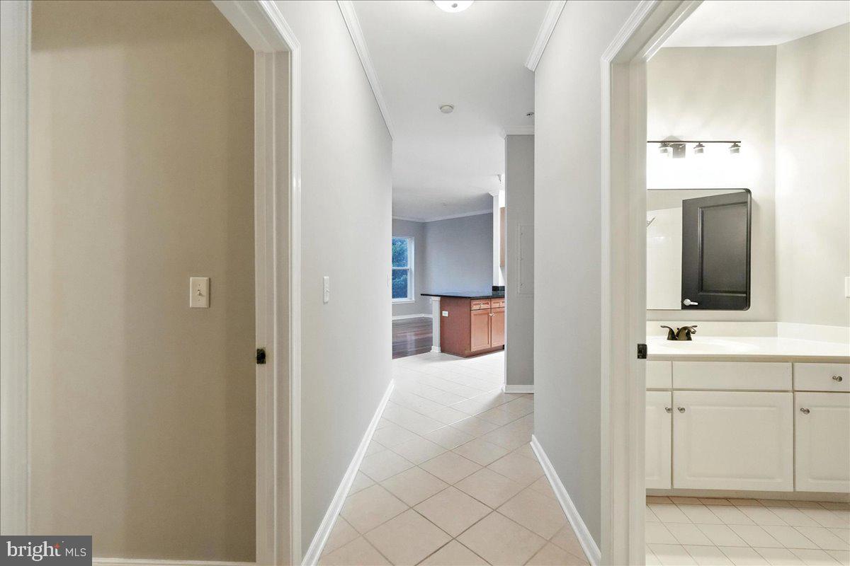 8045 Newell Street, Unit 301 Silver Spring, MD 20910 - Photo 10 of 19 a en suite bathroom with a sink a mirror and a bathtub