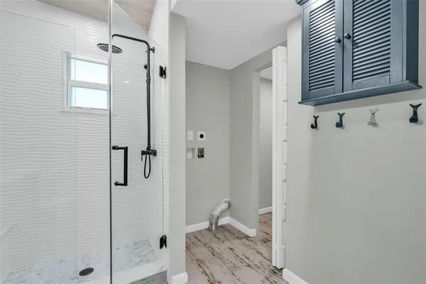 a bathroom with a shower