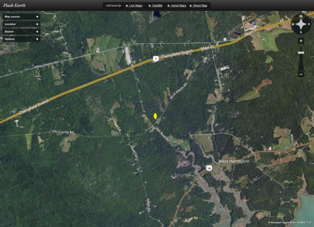 28 Rock Maple Road Harrington, ME 04643 - Photo 2 of 7 Aerial-Yellow Arrow marks subject