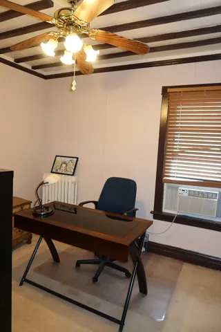 a view of workspace with a window