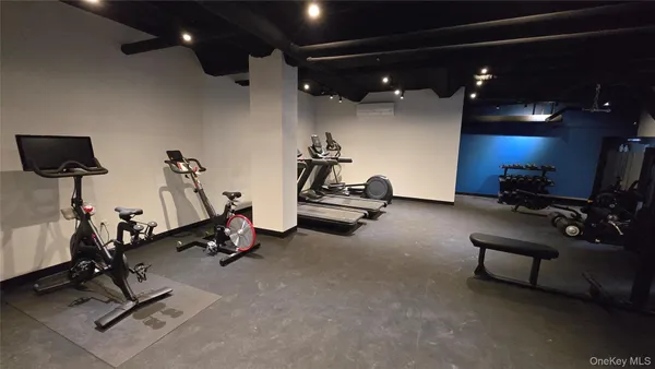 a view of a room with gym equipment