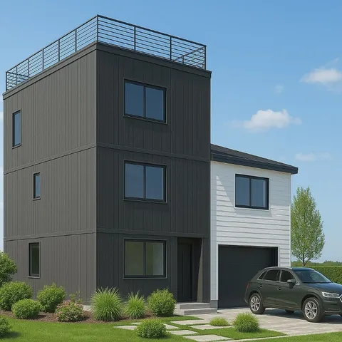 a view of a car parked in front of a house