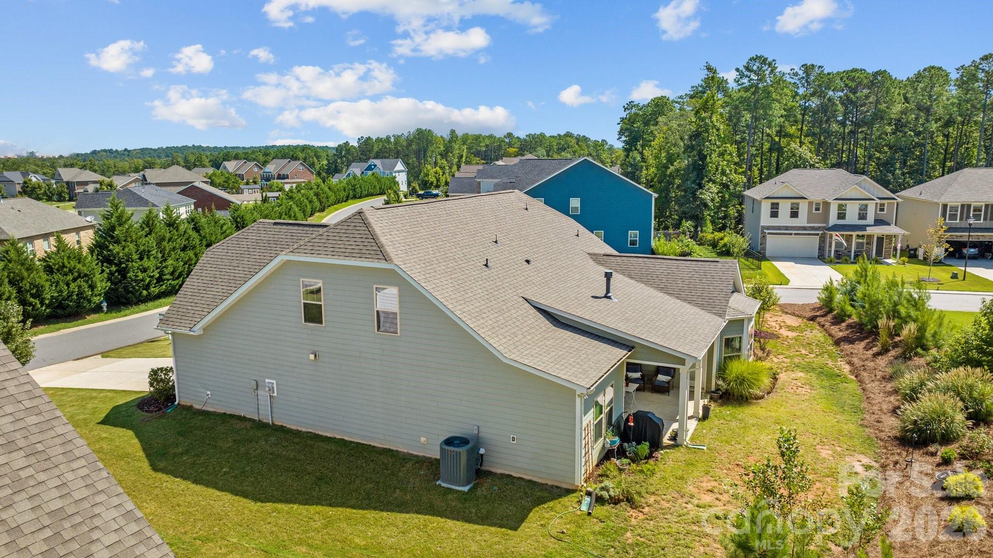 4697 Rinaldo Road York, SC 29745 - Photo 31 of 37 an aerial view of a house with swimming pool and trees in the background