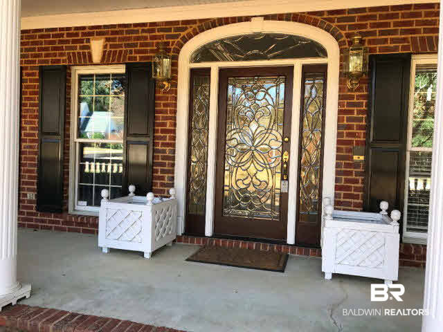 401 Potters Mills Road Daphne, AL 36526 - Photo 2 of 28 For Sale: 401 Potters Mill Avenue, Daphne, AL 36526 Beveled Front Door with wrap-around front porch