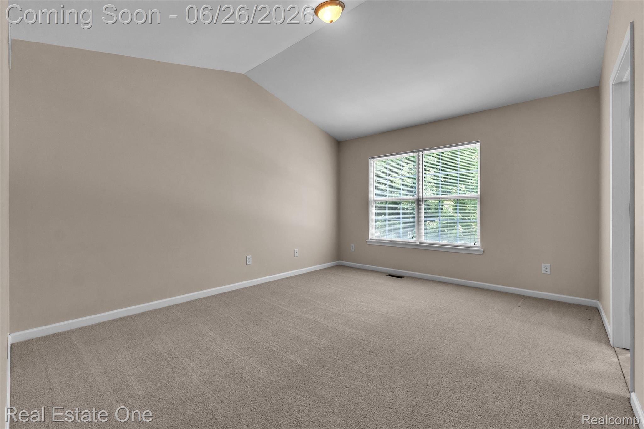 41590 Mitchell Road Novi, MI 48377 - Photo 30 of 45 Spacious room featuring vaulted ceilings, neutral-toned walls, and plush carpeting